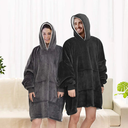 Pull Plaid Gris Anthracite à Capuche