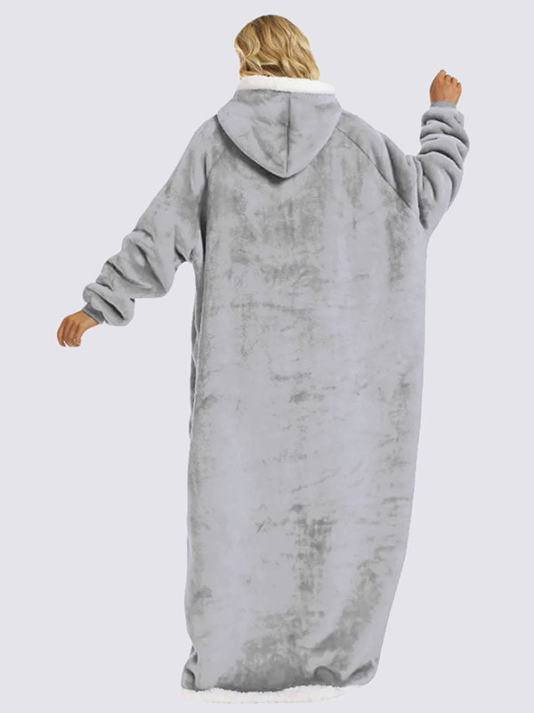 Pull Plaid XXL à Capuche Gris