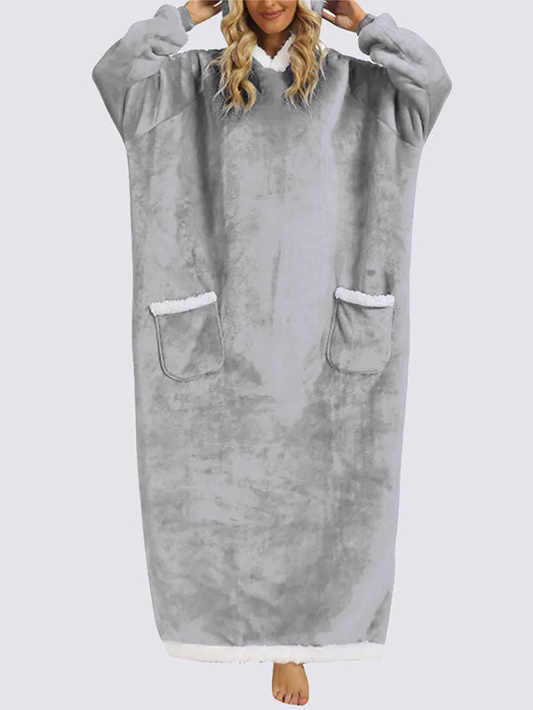 Pull Plaid XXL à Capuche Gris