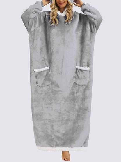 Pull Plaid XXL à Capuche Gris