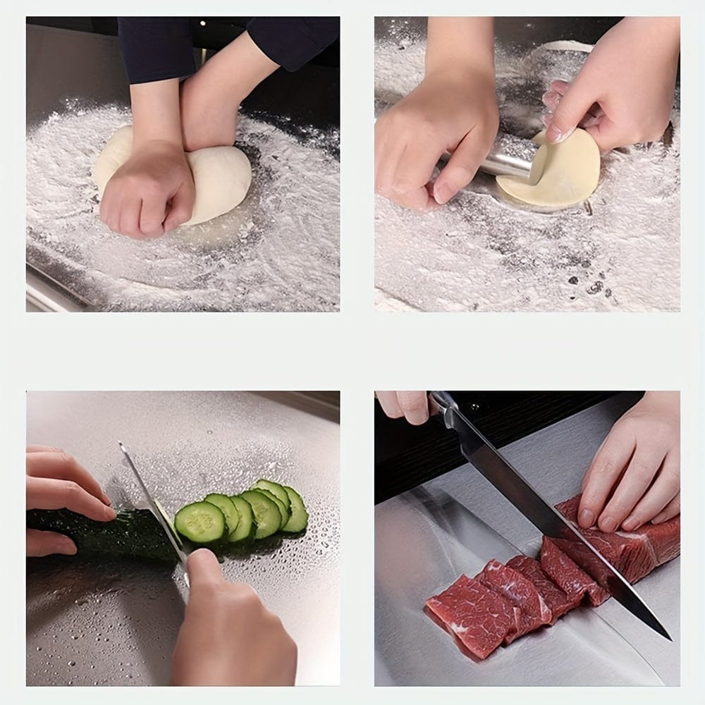Planche à Découper en Inox - Antidérapante avec Bord de Protection