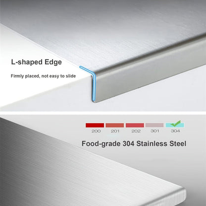 Planche à Découper en Inox - Antidérapante avec Bord de Protection