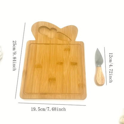 Planche à découper en bambou et couteau à fromage - idéal pour fruits, fromage et beurre - Cadeau parfait pour la fête des pères et des mères