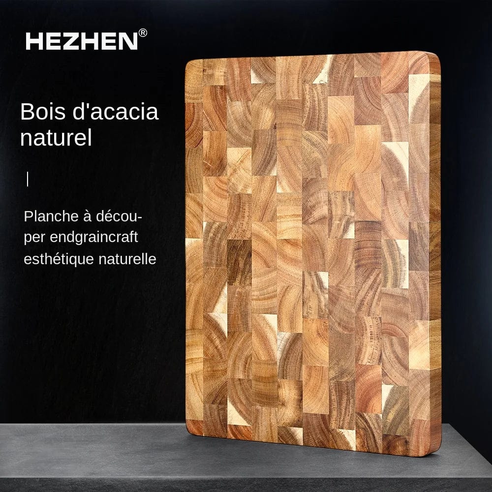 Planche à découper en bois d'acacia premium double-face, drainant et anti-humidité - Cuisine eco-friendly 400x258x26mm