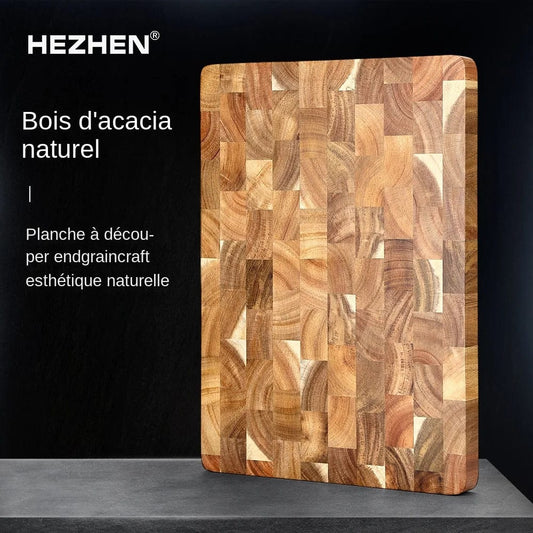 Planche à découper en bois d'acacia premium double-face, drainant et anti-humidité - Cuisine eco-friendly 400x258x26mm