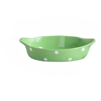 Plat à Four en Céramique avec Motifs à Pois sur fond blanc