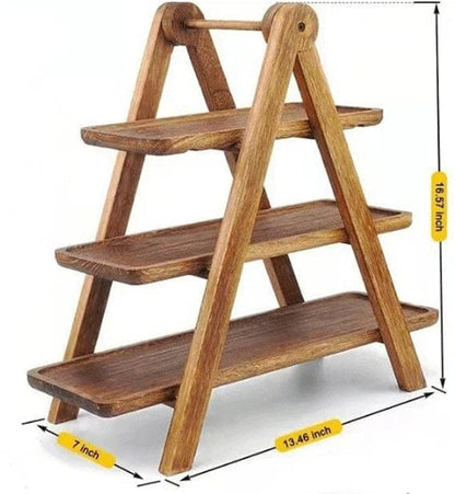 Plateau en Bois pour Servir les Aliments et Ranger, Déco Cuisine Eco-Friendly Three layers
