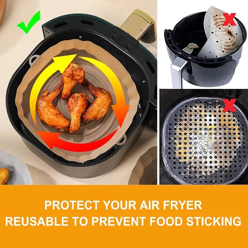Plateau en silicone pour air fryer réutilisable antiadhésif rond pad de cuisson pour micro-ondes four - Liner de four et de air fryer