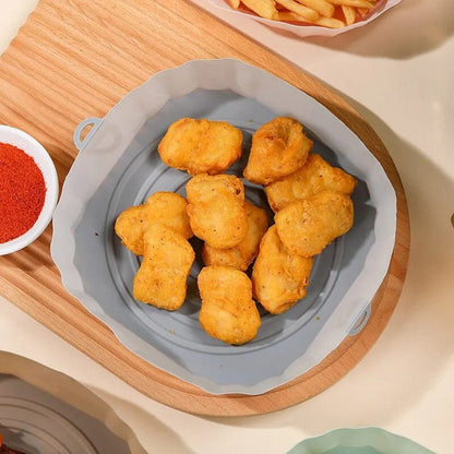 Plateau en silicone pour air fryer réutilisable antiadhésif rond pad de cuisson pour micro-ondes four - Liner de four et de air fryer