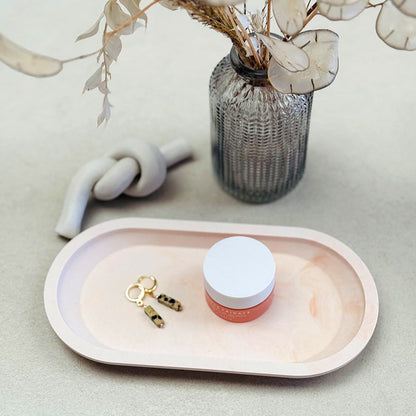 Plateau bijoux ovale marbré en jesmonite