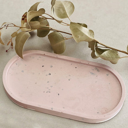 Plateau bijoux ovale terrazzo en jesmonite