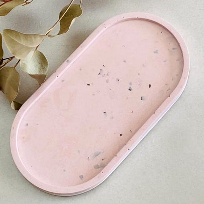 Plateau bijoux ovale terrazzo en jesmonite