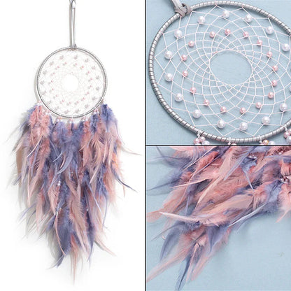 Attrape Rêve Violet et Rose Plumes Naturelles