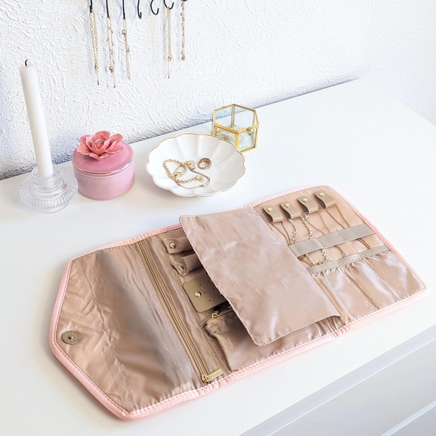 Pochette à bijoux de voyage en tissus