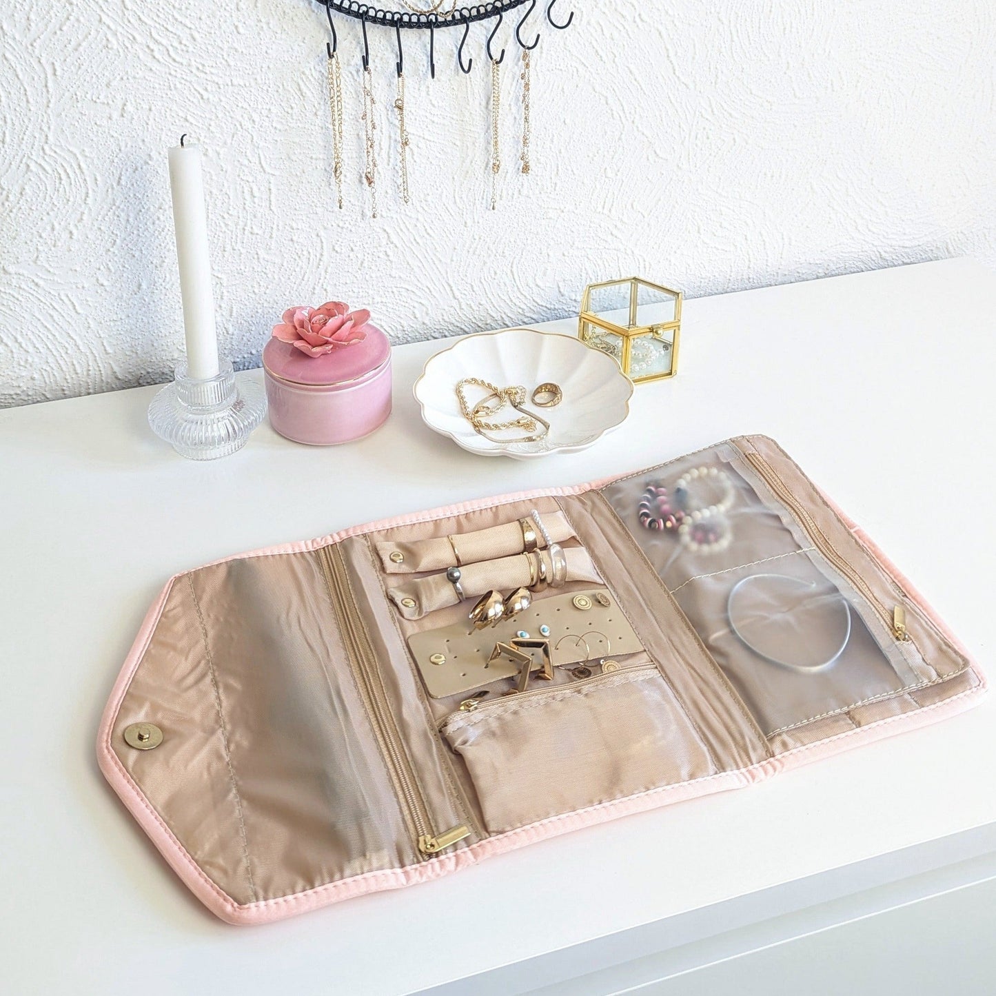 Pochette à bijoux de voyage en tissus