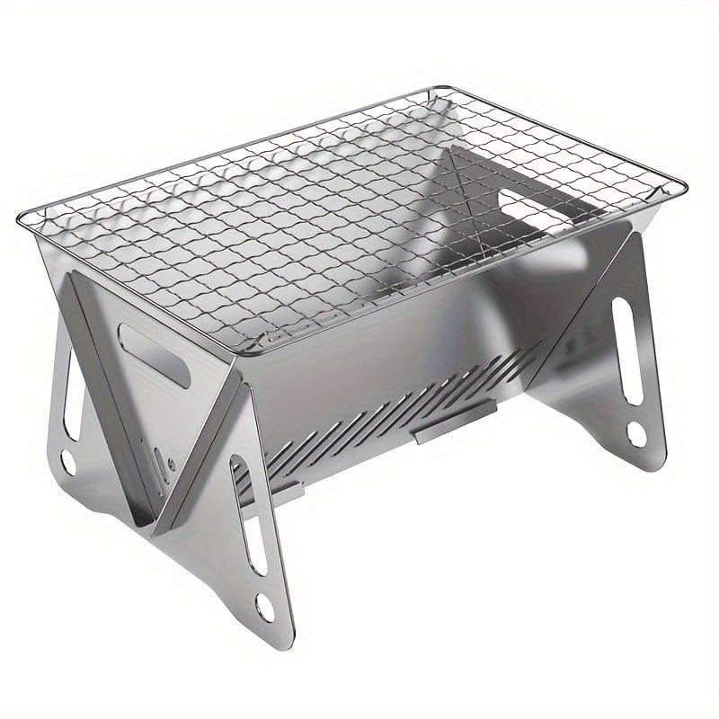 Poêle à Bois de Camping avec Grill, Acier Inoxydable, Portable