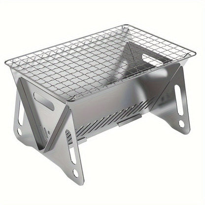 Poêle à Bois de Camping avec Grill, Acier Inoxydable, Portable