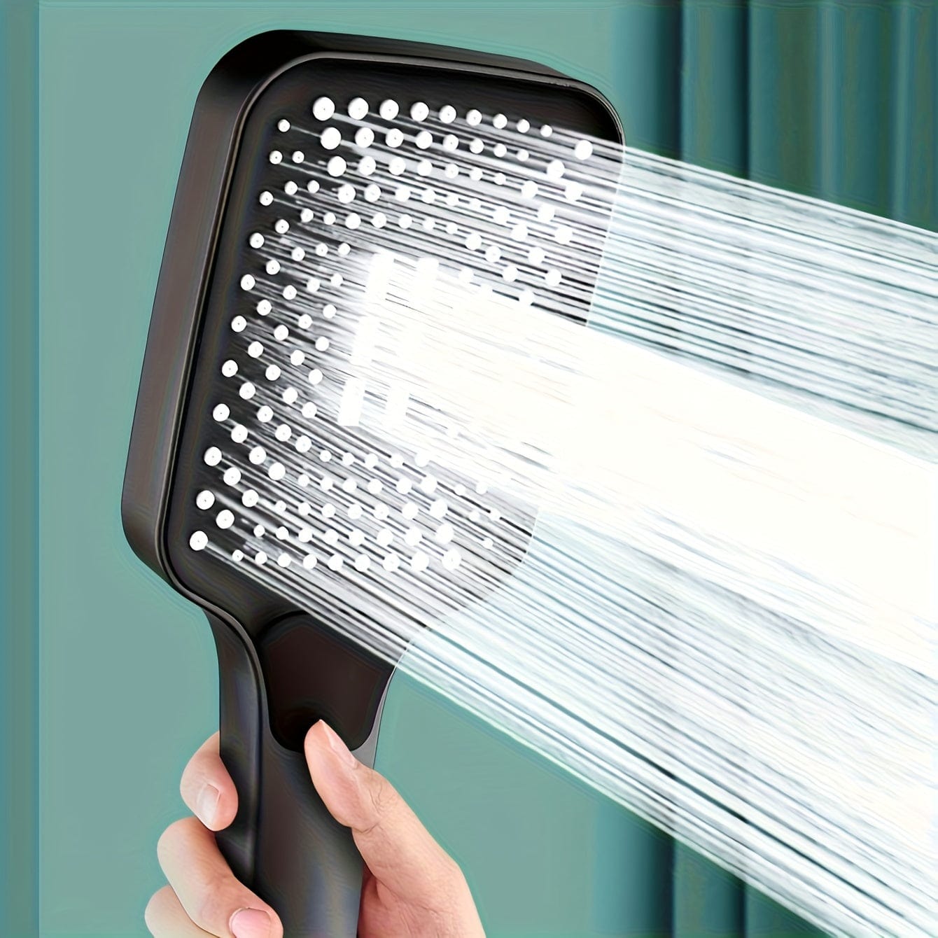 Pommeau de douche carré ajustable, superchargé en ABS, spray thermostatique, économiseur d'eau, accessoire de salle de bains Black