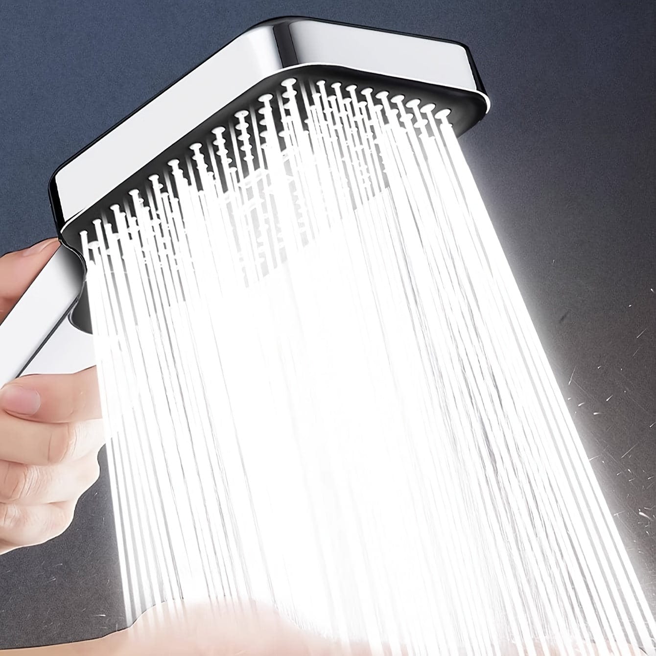 Pommeau de douche carré ajustable, superchargé en ABS, spray thermostatique, économiseur d'eau, accessoire de salle de bains Silvery