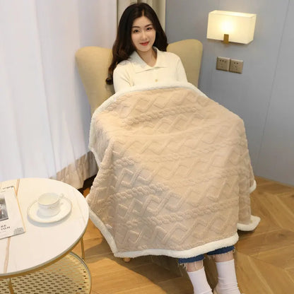 Plaid Poncho Polaire Beige
