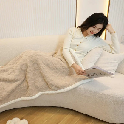 Plaid Poncho Polaire Beige