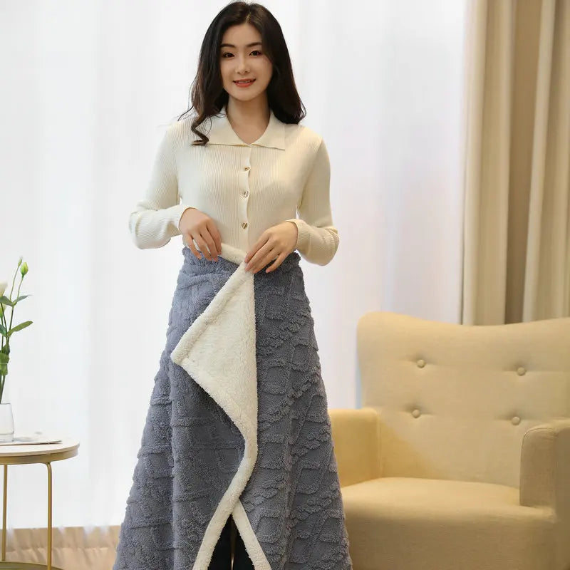 Plaid Poncho Polaire Gris