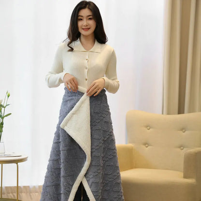 Plaid Poncho Polaire Gris