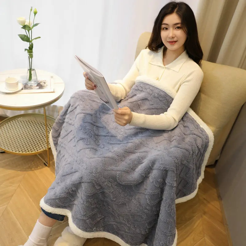 Plaid Poncho Polaire Gris