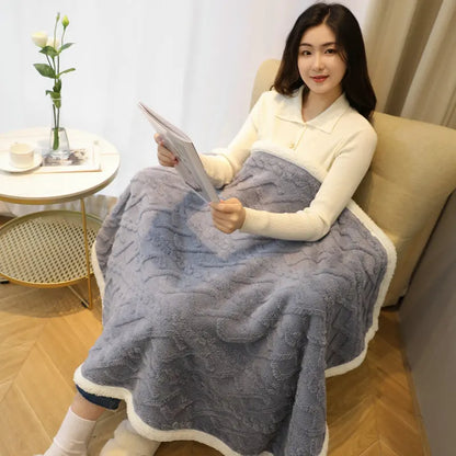 Plaid Poncho Polaire Gris