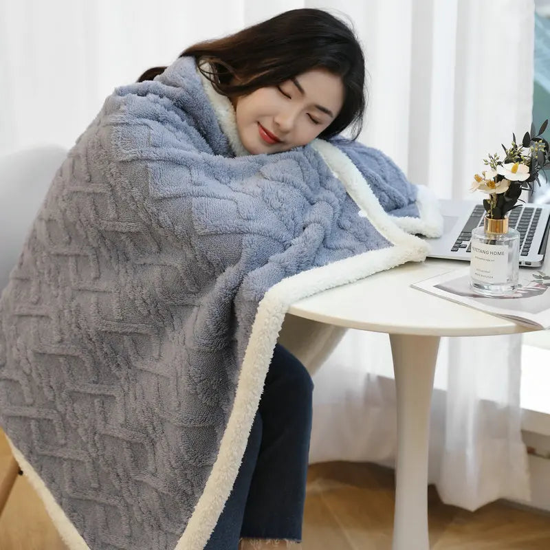 Plaid Poncho Polaire Gris