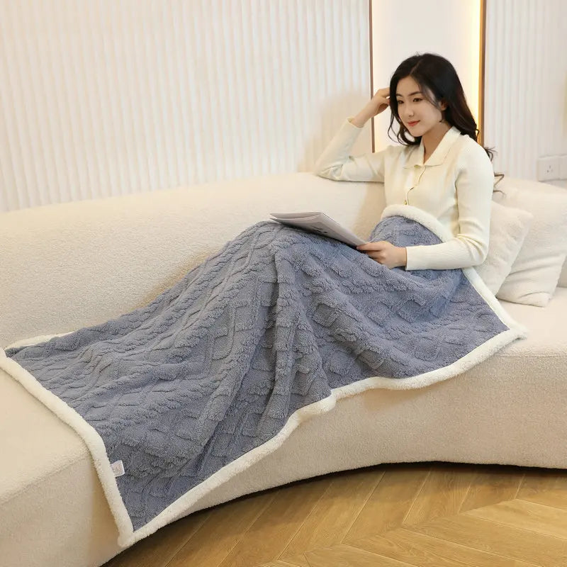 Plaid Poncho Polaire Gris