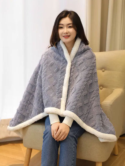 Poncho Plaid Polaire Femme | Pyjama Shop