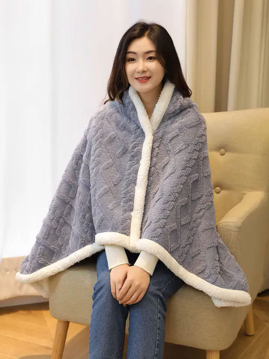 Poncho Plaid Polaire Femme | Pyjama Shop