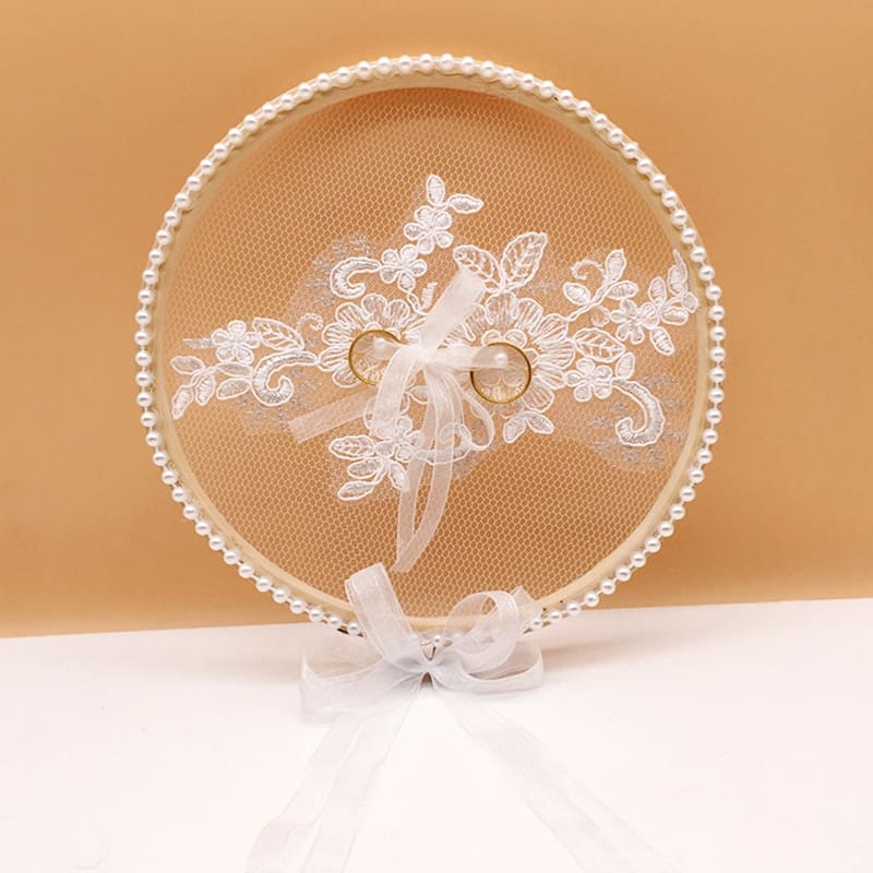Porte alliance tambour dentelle et perles