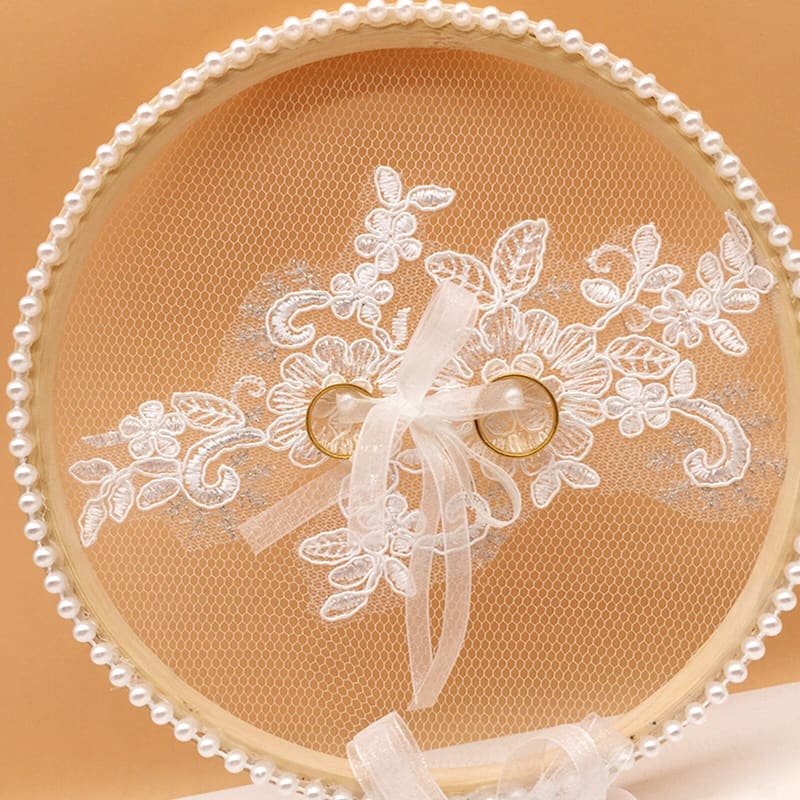 Porte alliance tambour dentelle et perles