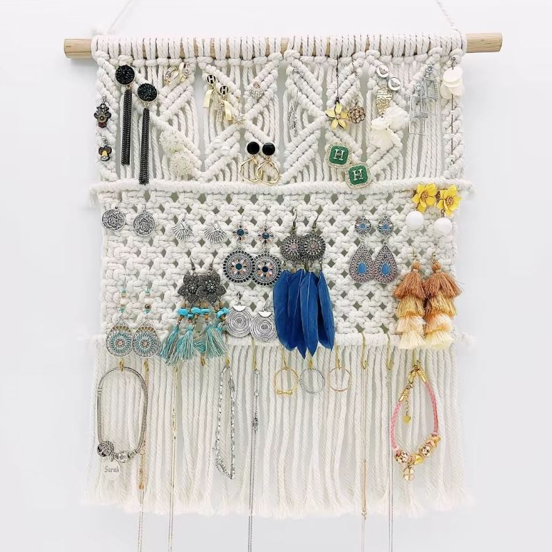Porte bijoux macramé bohème à suspendre