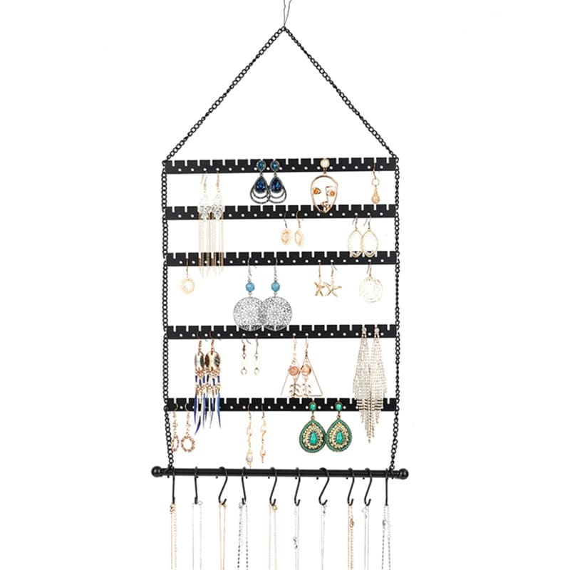 Porte bijoux mural avec crochets en métal
