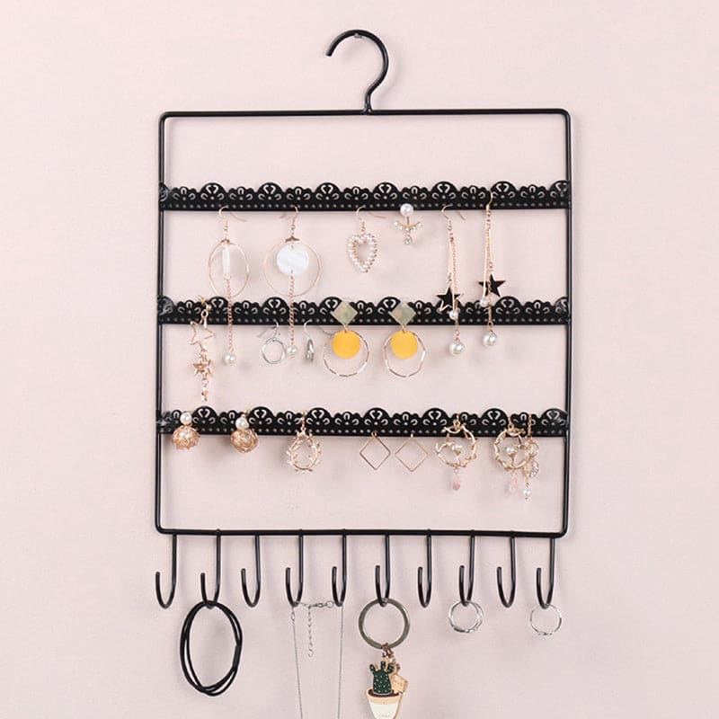 Porte-bijoux mural cintre effet dentelle avec crochets