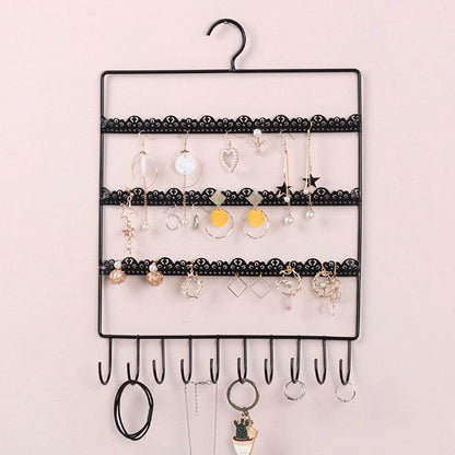 Porte-bijoux mural cintre effet dentelle avec crochets