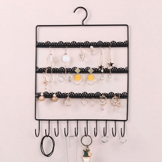 Porte-bijoux mural cintre effet dentelle avec crochets
