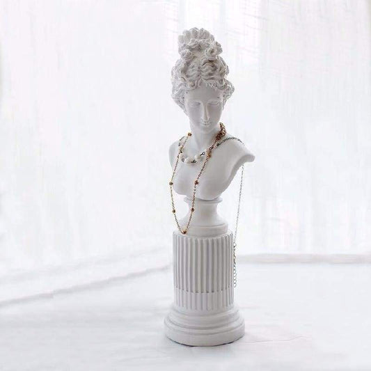 Porte-colliers colonne femme style antique en résine