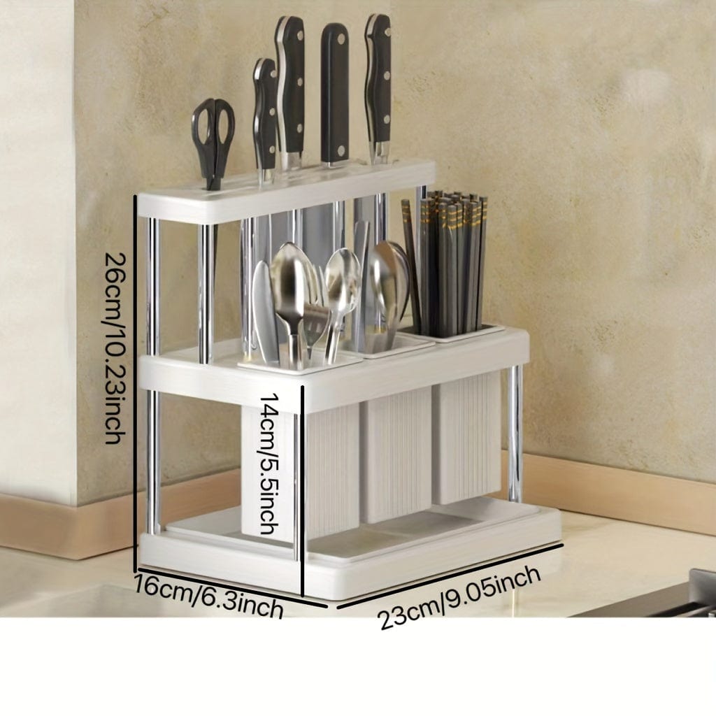 Porte-couteaux Cuisine Intégré - Boîte Rangement Couverts White and Silvery