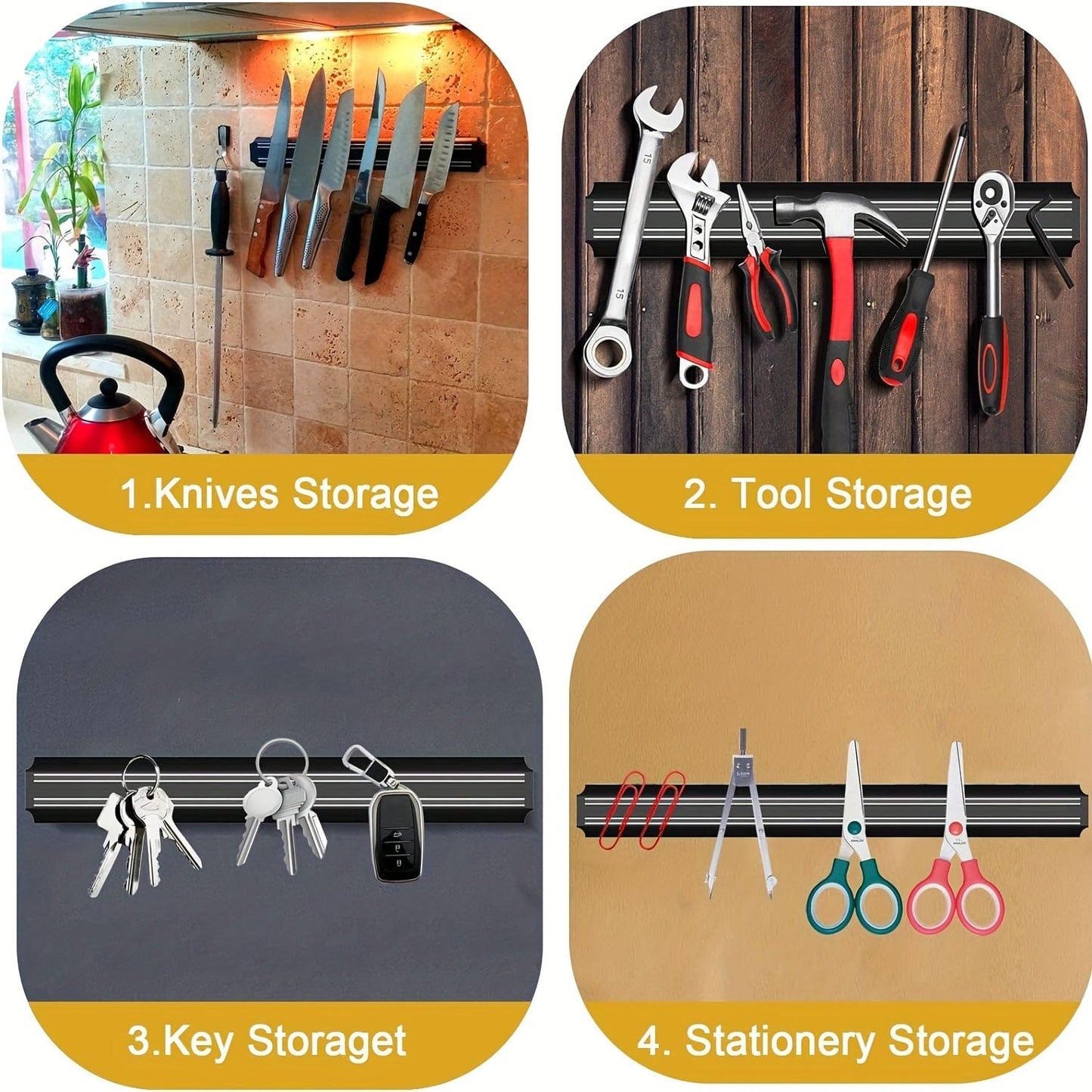 Porte-couteaux magnétique mural - Range-couteaux magnétique puissant pour cuisine - Support couteaux magnétique créatif - Accessoire cuisine