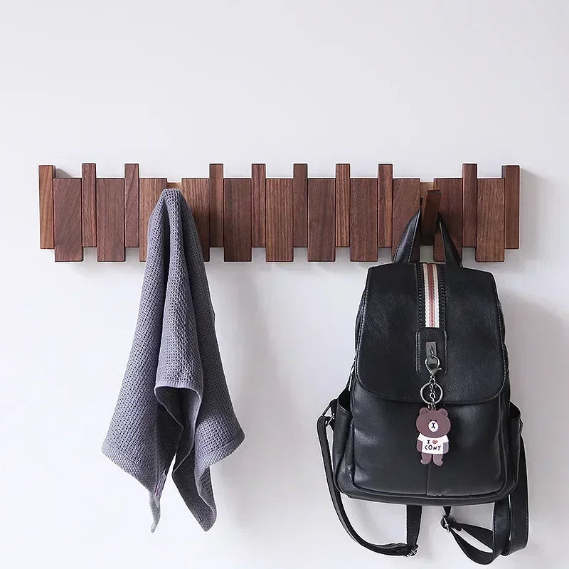 Porte-Manteau Bois Design avec 8 Crochets Rabattables