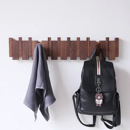 Porte-Manteau Bois Design avec 8 Crochets Rabattables