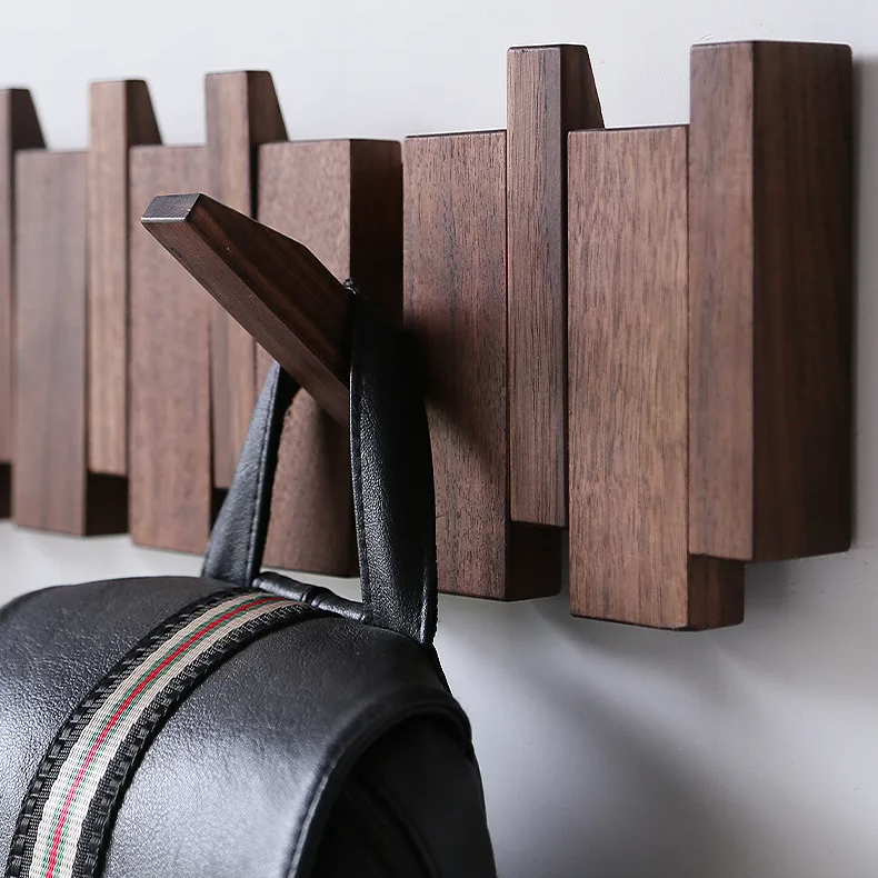 Porte-Manteau Bois Design avec 8 Crochets Rabattables