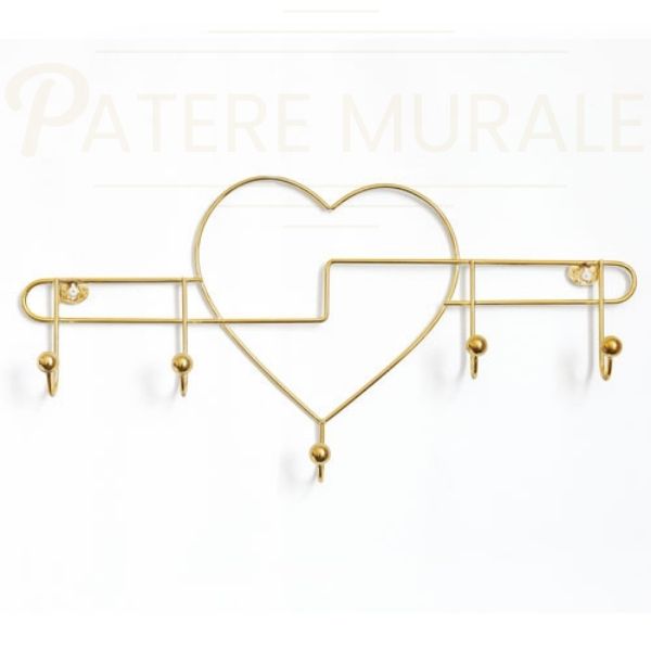 Porte manteau contemporain mural coeur doré