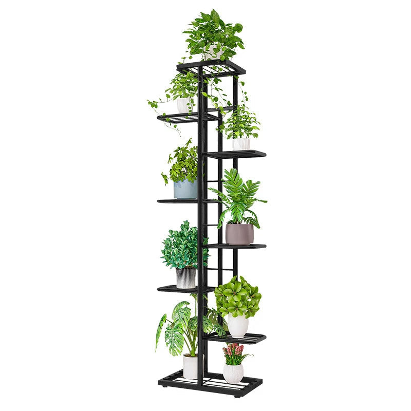 Porte Plante Noir en Fer à Plusieurs Niveaux
