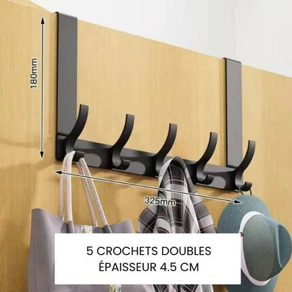Porte manteau derrière porte noir 5 crochets