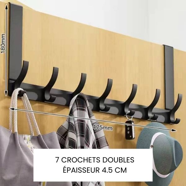 Porte manteau derrière porte noir 7 crochets
